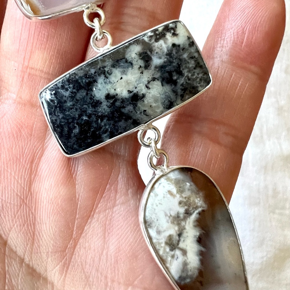 925 EARTH ENERGY Moss Dendrite Agate Cleavage Pendant Necklace - Picture 6 of 9